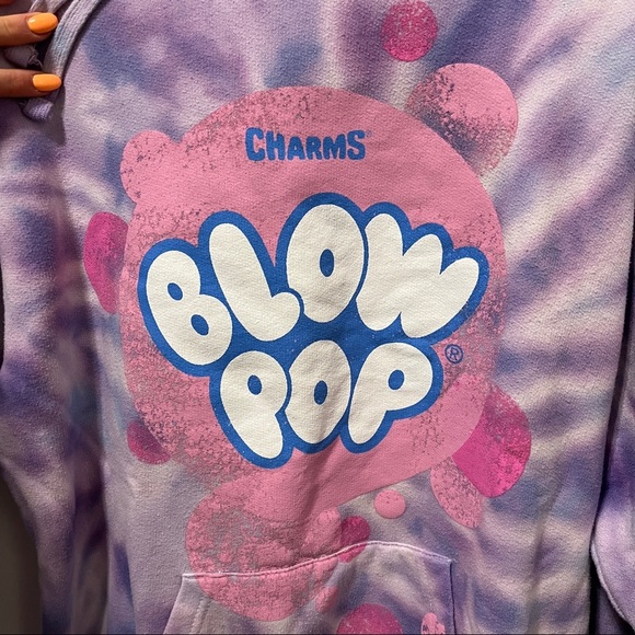 Retro Tootsie Blow Pop Graphic Tie Dye Purple Sweatshirt Y2K - Picture 4 of 5